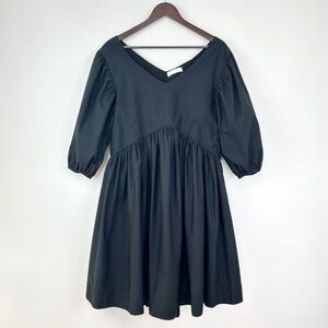 Merlette Miller Dress in Black Poplin Cotton Minimal Neutral Staple Chic